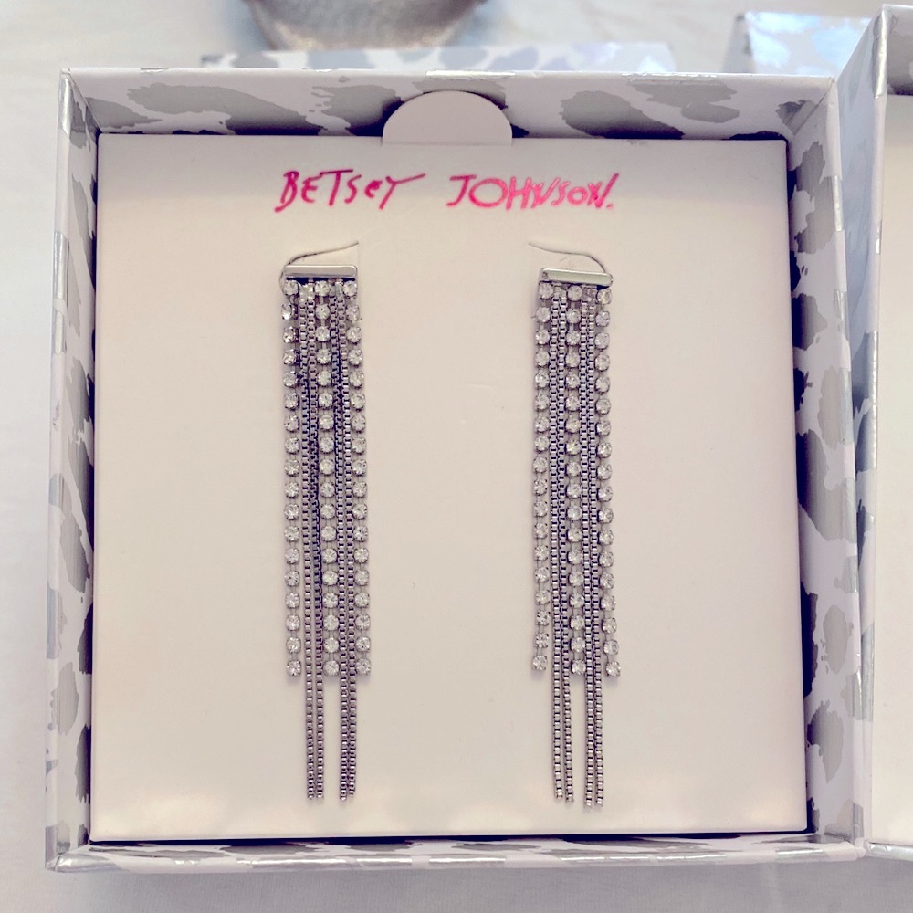 NWT Authentic Betsey Johnson silver, Rhinestones